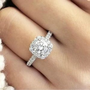 Halo Cushion Simulated Diamond Ring